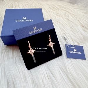 BNIB Swarovski Symbolic Drop Earrings Star White Rose Gold-Tone Plated 5494337